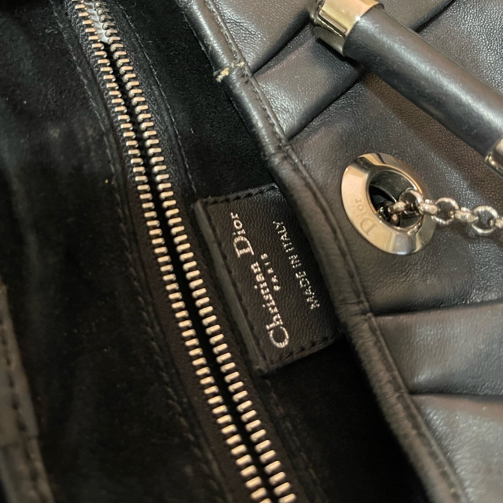 Dior Black Leather Shoulder Bag with Silver-Tone Hardware - Picture 12 of 16